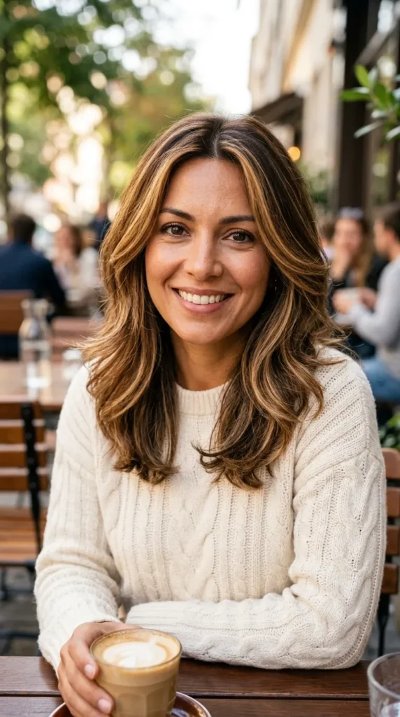 Brunette with Face Framing Highlights