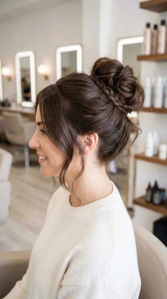 Messy Bun with Braided Wrap
