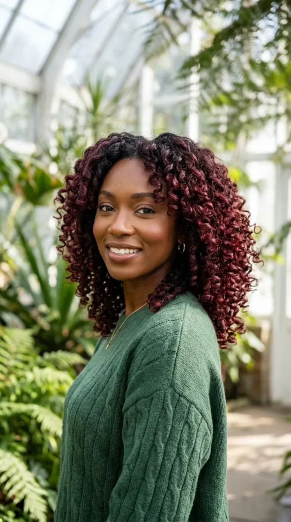 Ombré Burgundy on Curly Hair