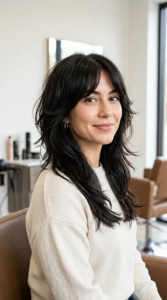  Wolf Cut with Curtain Bangs for Confidence and Edge
