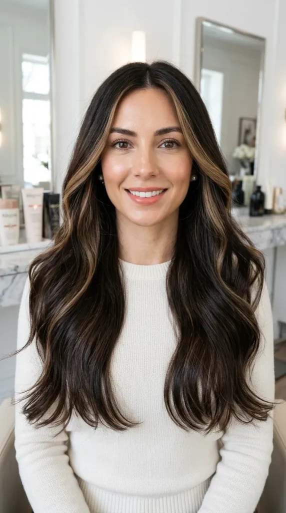 25 Hair Highlights for Dark Hair That Add Real Dimension 4 Face Framing Highlights