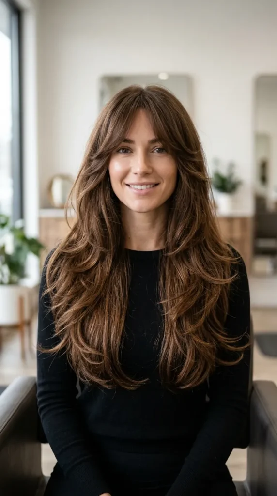 Wolf Cut with Curtain Bangs on Long Hair