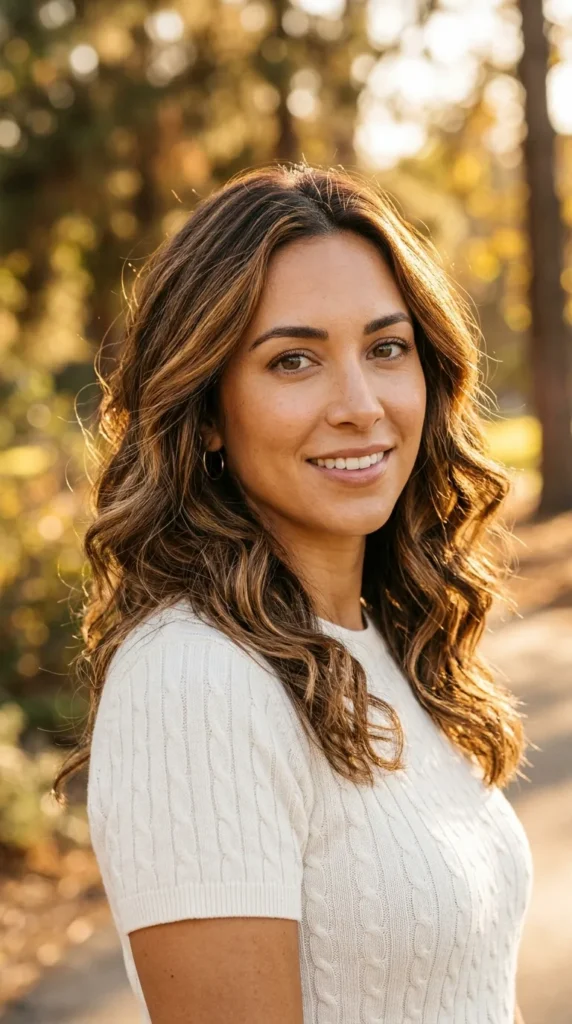 Brunette with Warm Caramel Highlights