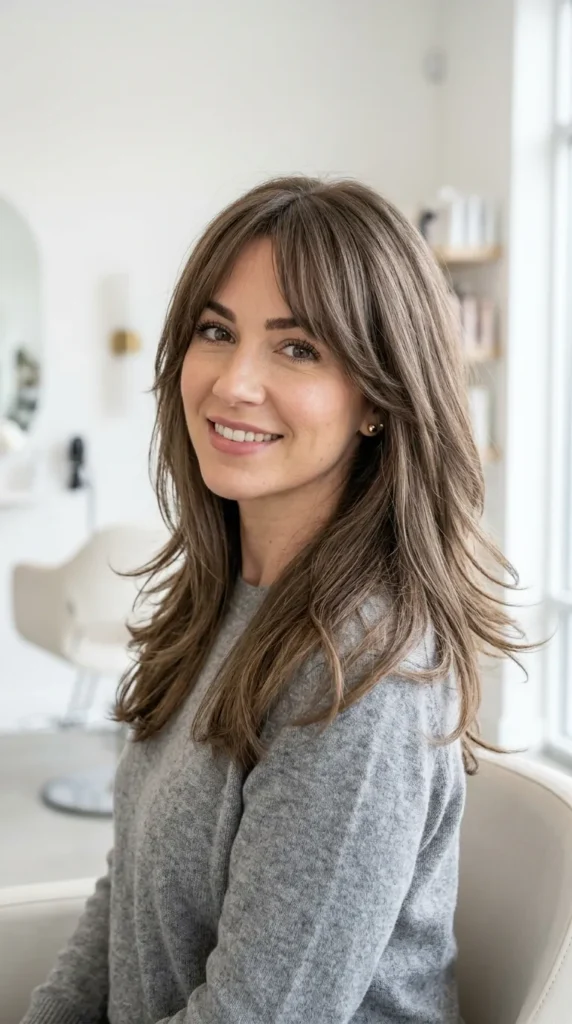  Wolf Cut with Curtain Bangs on Medium Length Hair