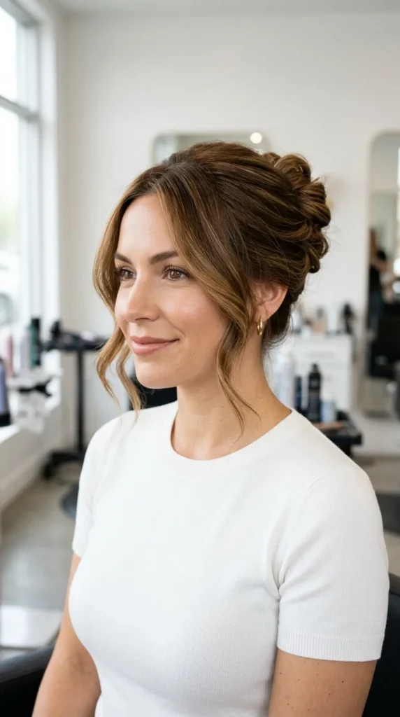 Messy Bun on Medium Length