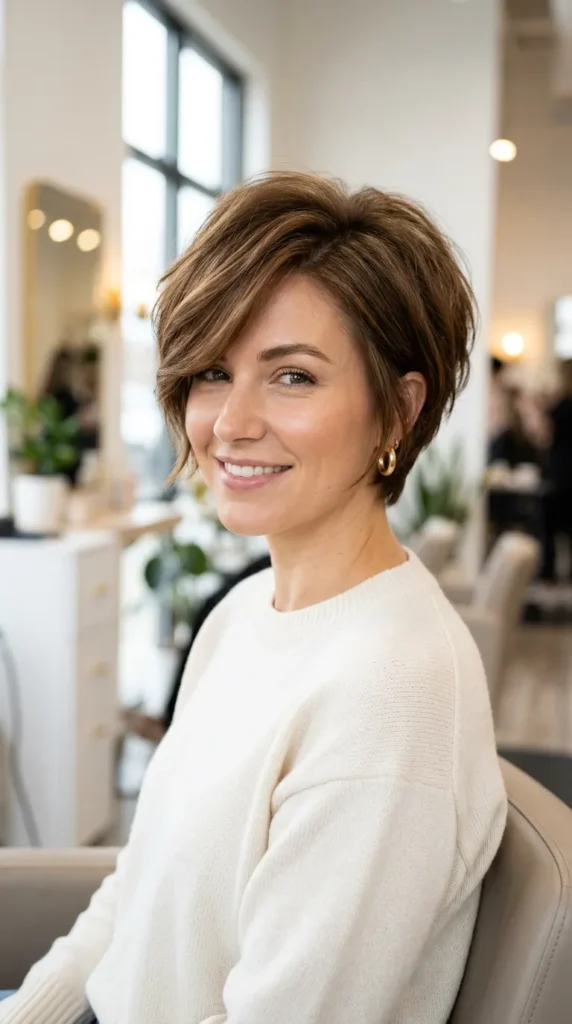 Bixie with Side Swept Fringe
