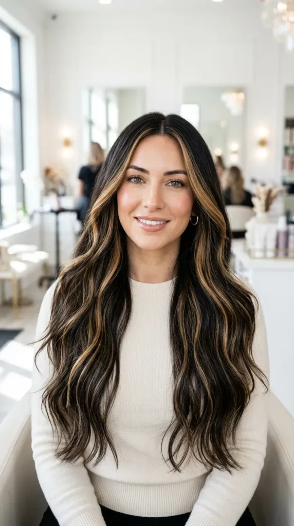 25 Hair Highlights for Dark Hair That Add Real Dimension 7 Chunky Highlights for Bold Contrast