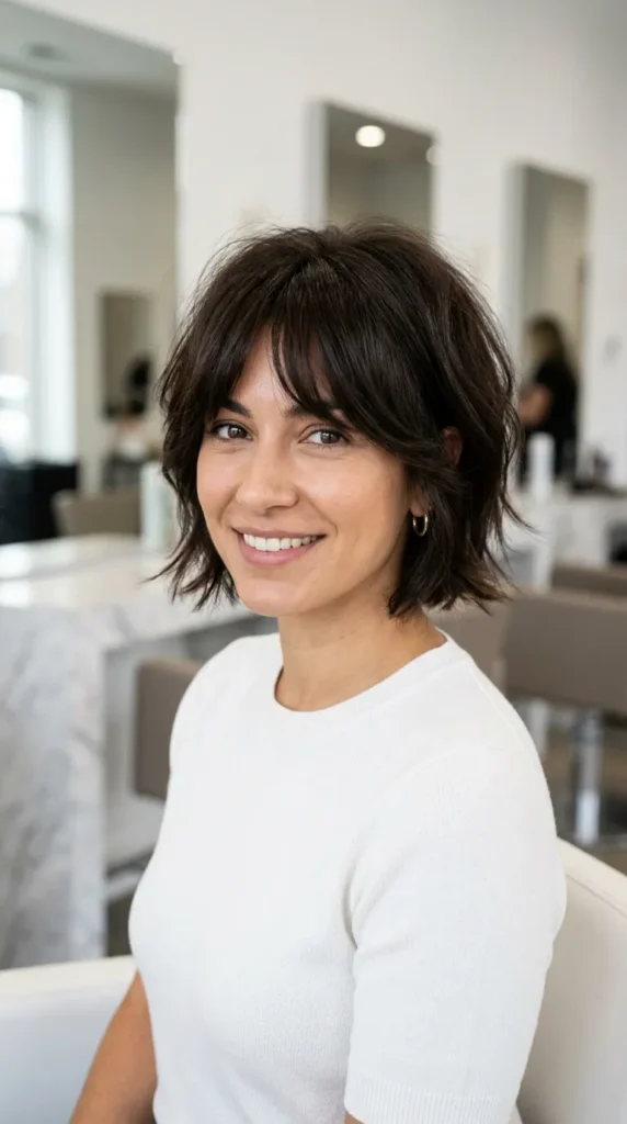 Wolf Cut with Curtain Bangs on Short Hair