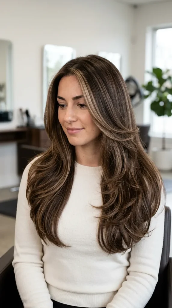Brunette with Face Framing Highlights