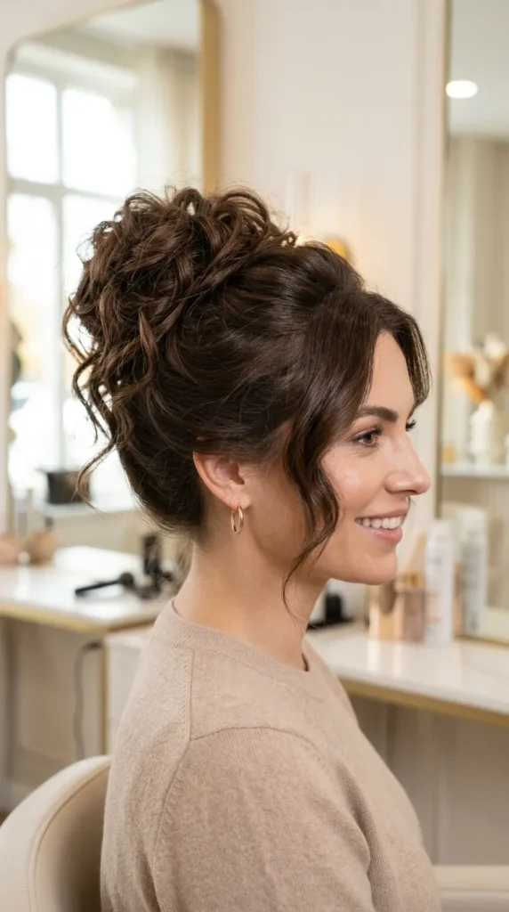  Messy Bun with Textured Waves