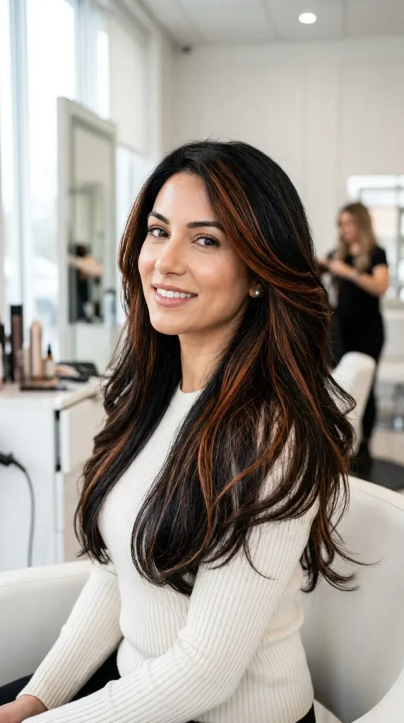 25 Hair Highlights for Dark Hair That Add Real Dimension 10 Copper Highlights for Warmth