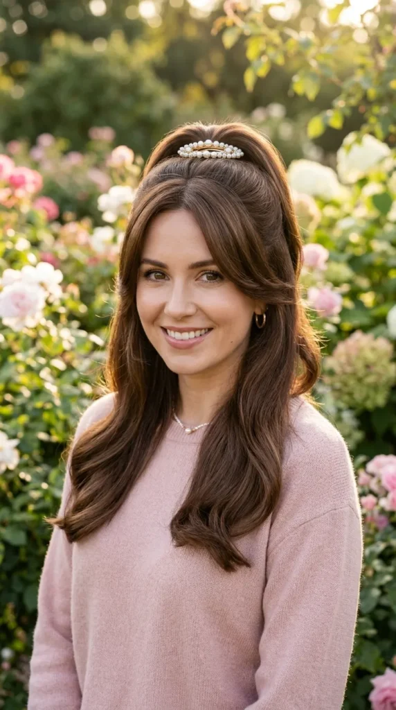  Half Up with Decorative Clip or Barrette