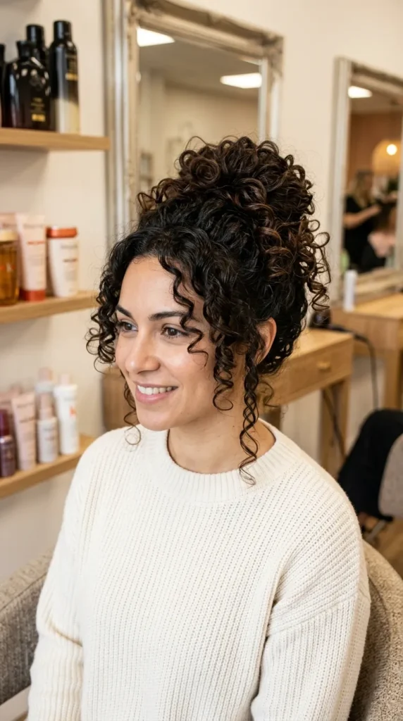 Messy Bun on Curly Hair