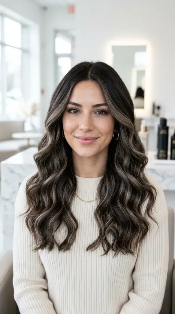 25 Hair Highlights for Dark Hair That Add Real Dimension 11 Ash Blonde Highlights