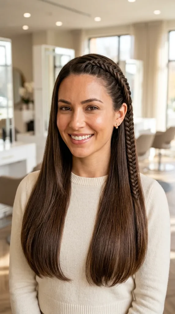  Fishtail Braid into Straight Hair
