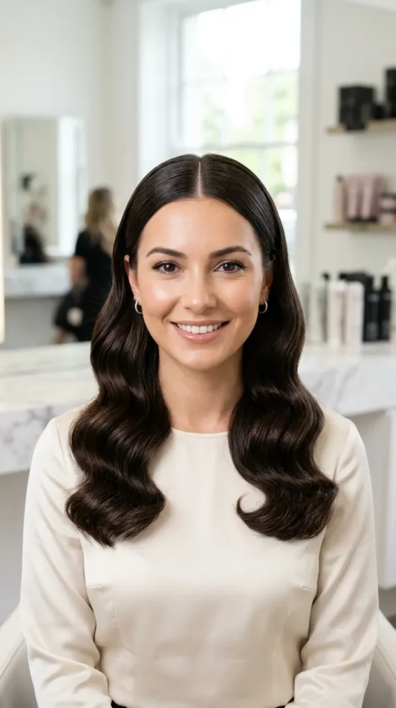 Old Hollywood Waves with a Center Part