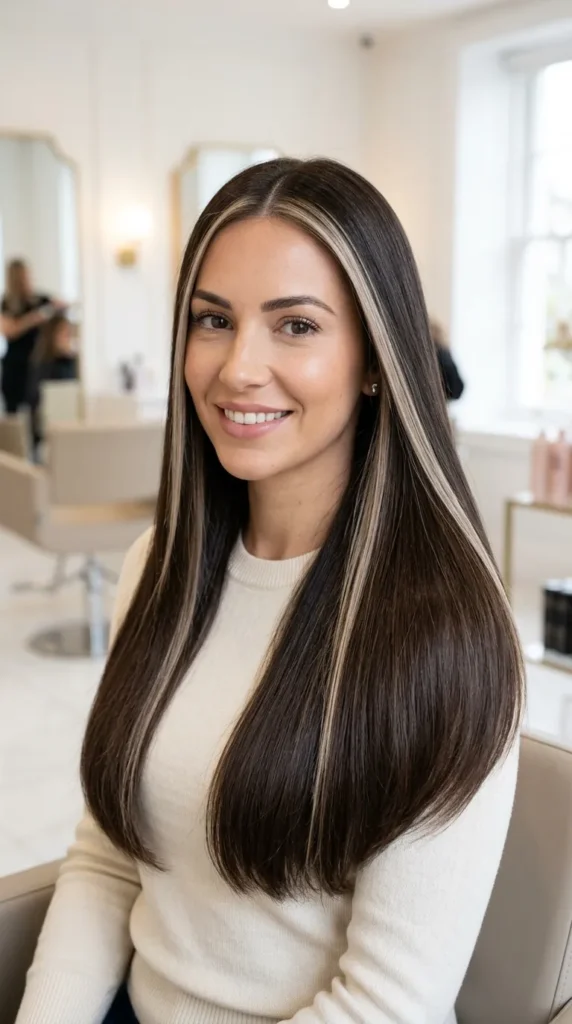  Face Framing Highlights on Straight Hair