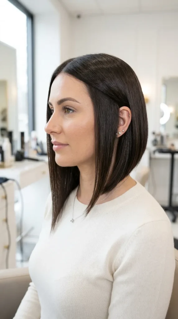 Asymmetrical Bob on Straight Hair