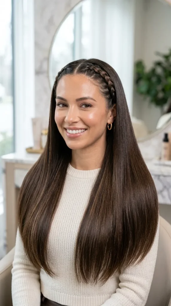 Two Tone Braids with Straight Hair