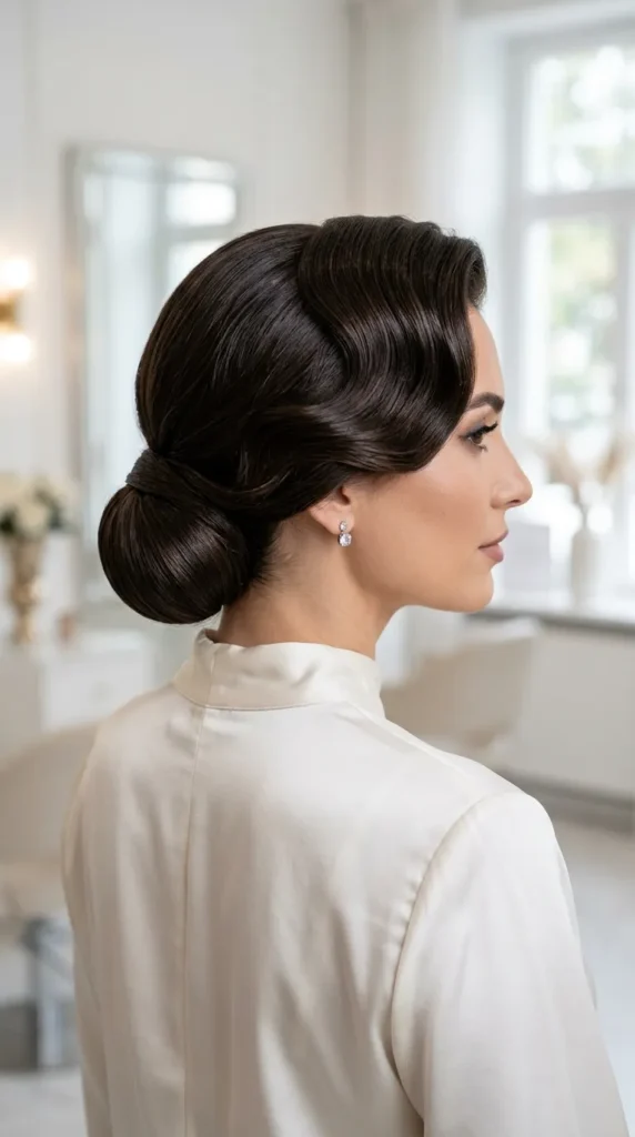  Old Hollywood Waves with a Low Chignon