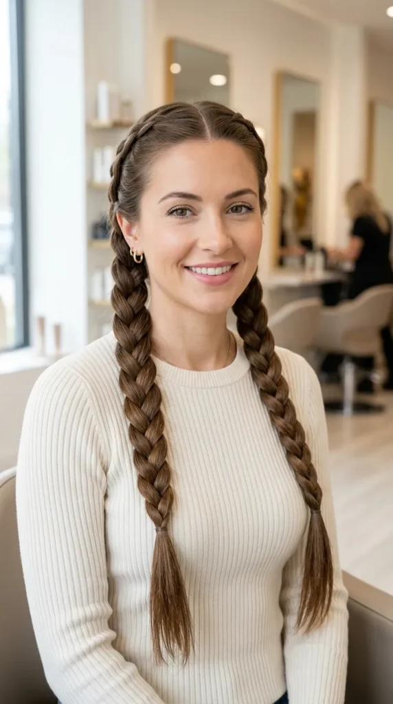 32 Braid Hairstyle Ideas for Texture and Style 14 Double Braided Pigtails