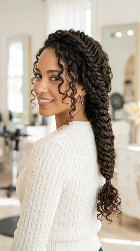 Fishtail Braid on Curly Hair