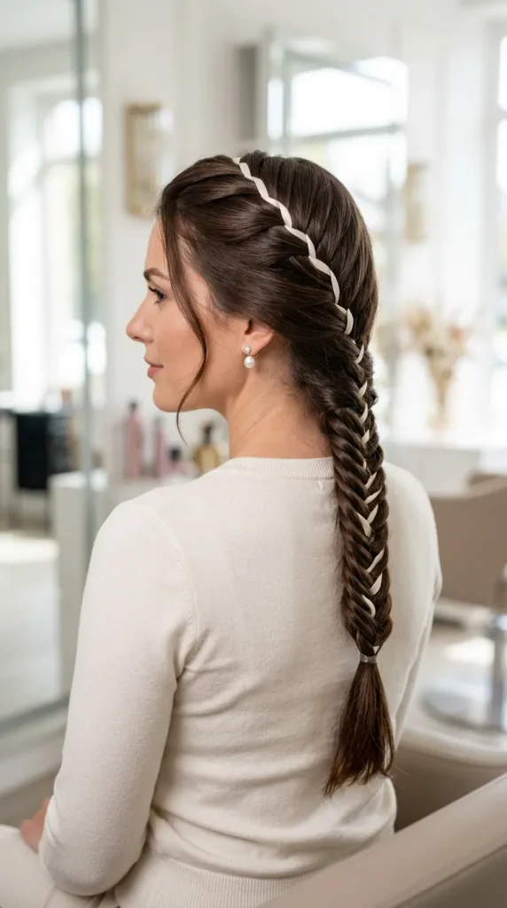  Fishtail Braid with Ribbon