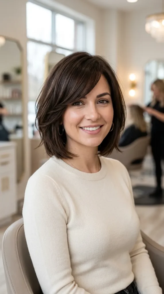Medium Length Cut with Curtain Bangs