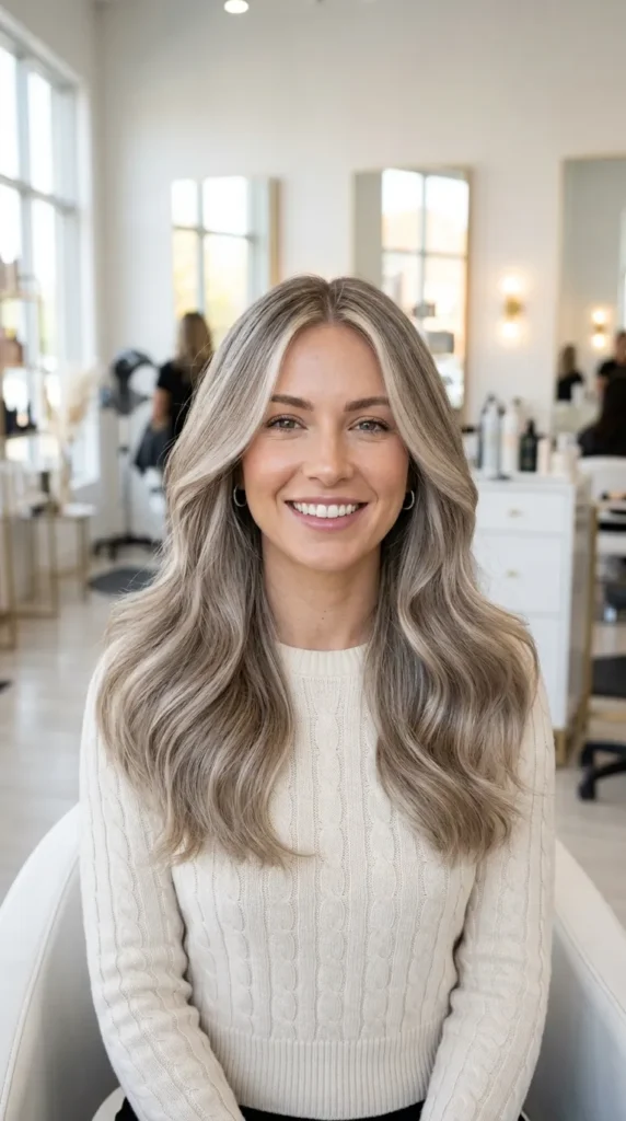 Ash Blonde with Face Framing Emphasis