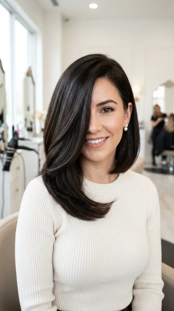  Asymmetrical Bob with a Side Part