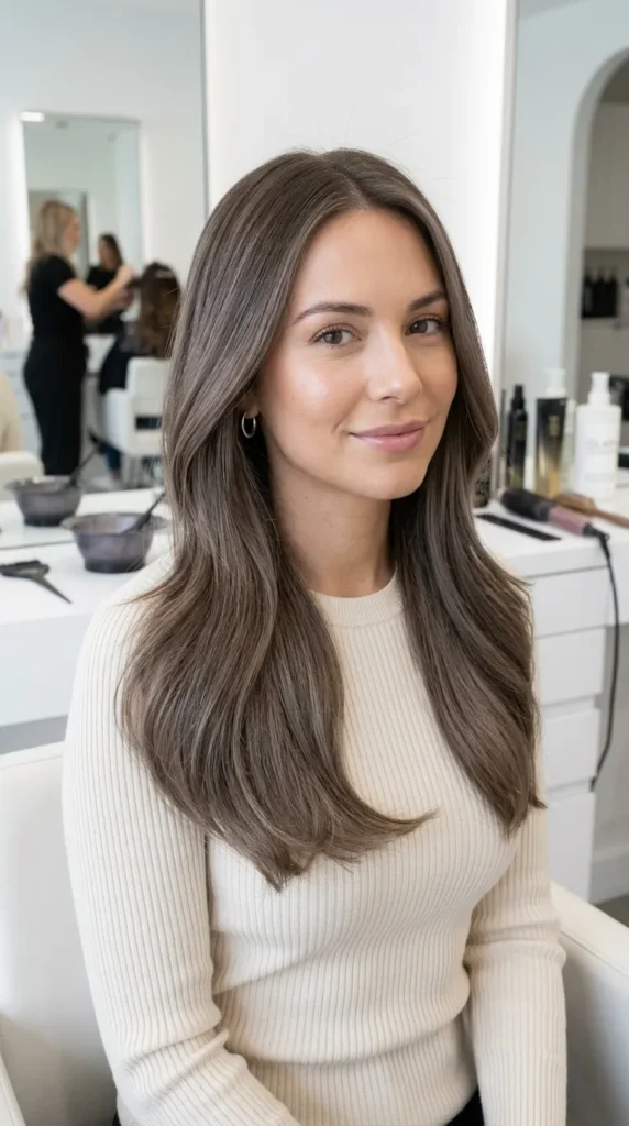 Mushroom Brown Transitioning from Warmer Hair