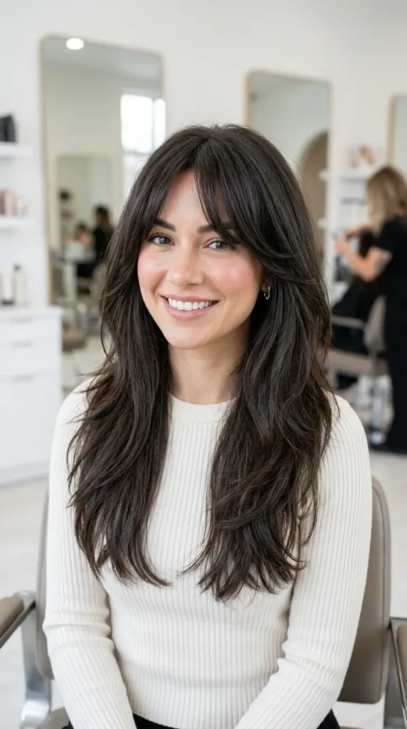  Wolf Cut with Curtain Bangs for Oval Faces