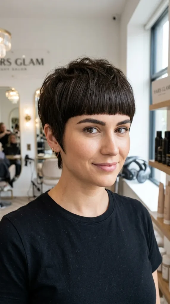  Pixie Cut with Blunt Bangs