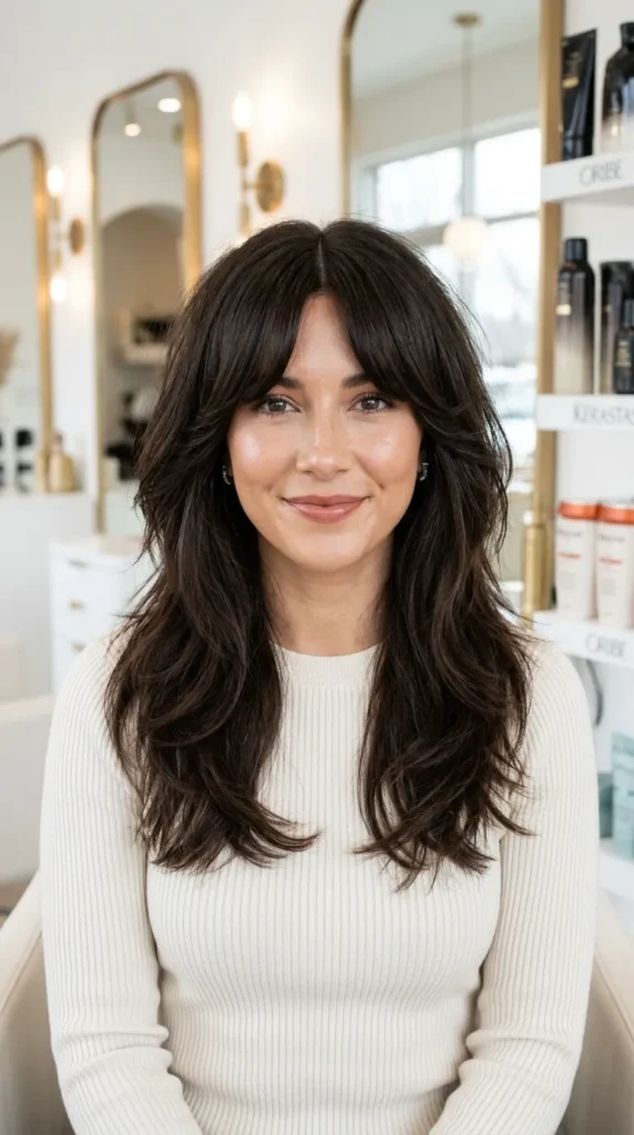  Wolf Cut with Curtain Bangs and a Middle Part