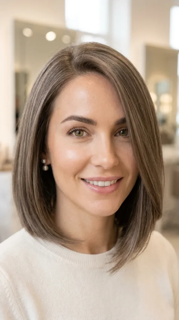  Subtle Asymmetrical Bob for Gentle Contrast