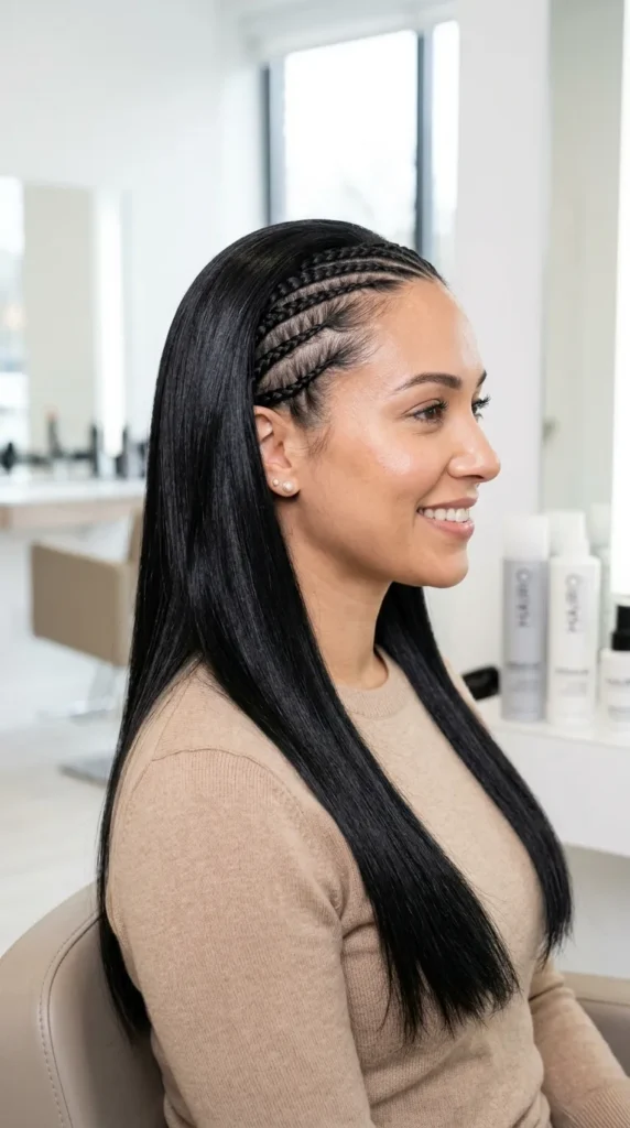  Thin Micro Braids at the Hairline