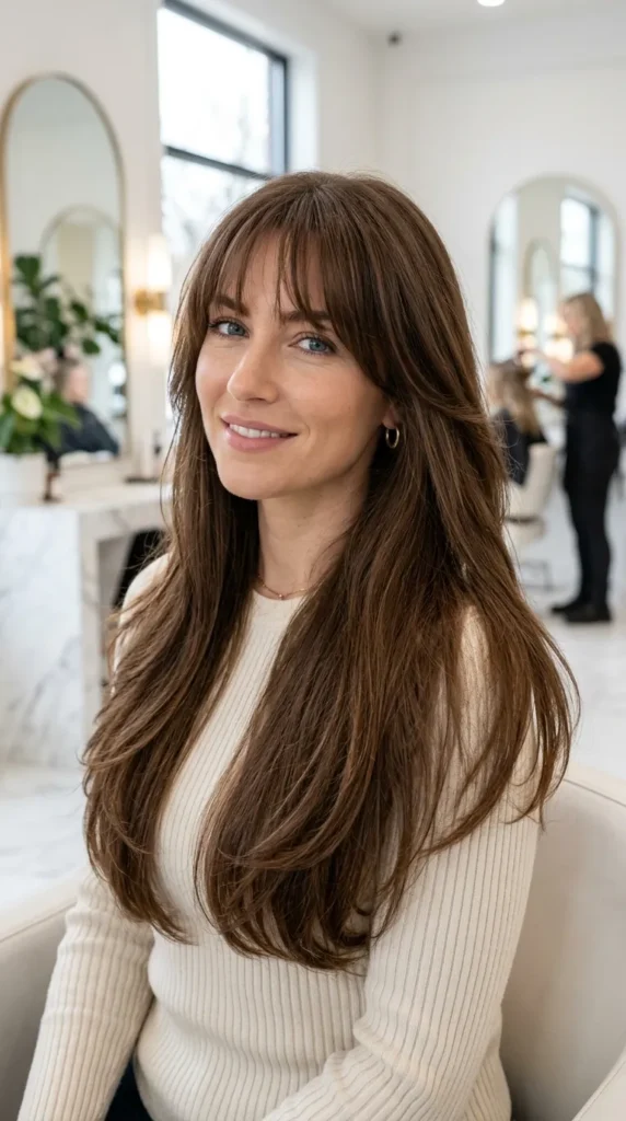  Long Layered Cut with Wispy Bangs