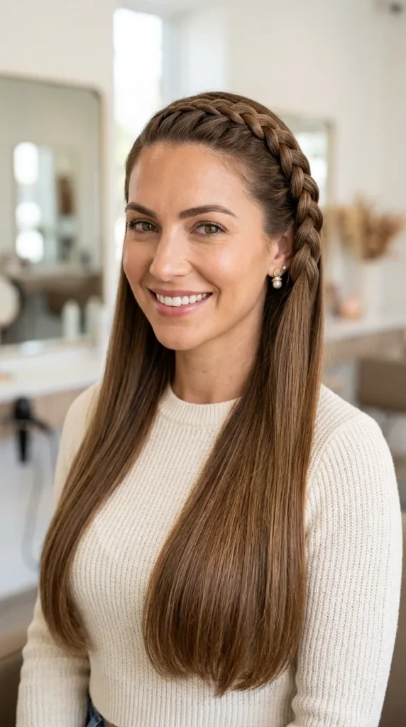  French Braid into Straight Hair