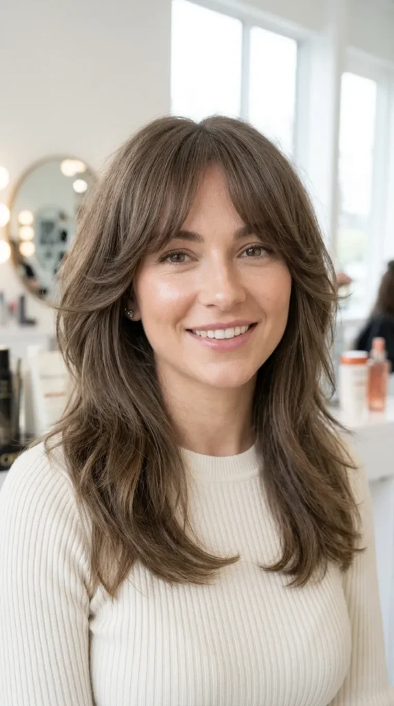  Wolf Cut with Curtain Bangs on Medium Hair