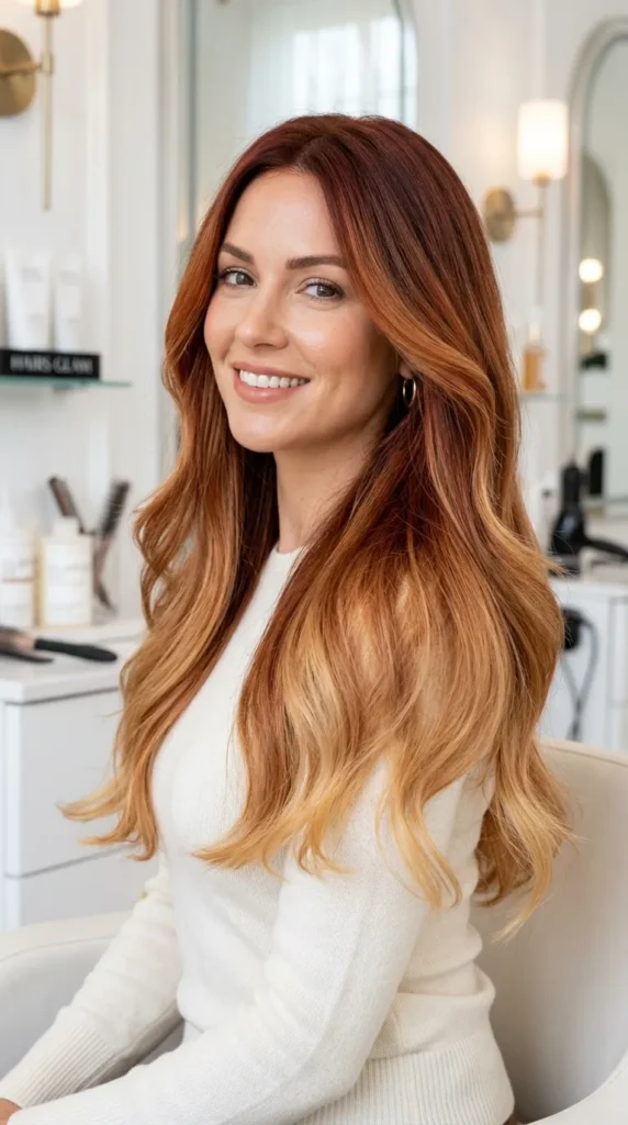 28 Ombre Hair Color Ideas for Dimensional Beauty 7 Red to Blonde Ombre