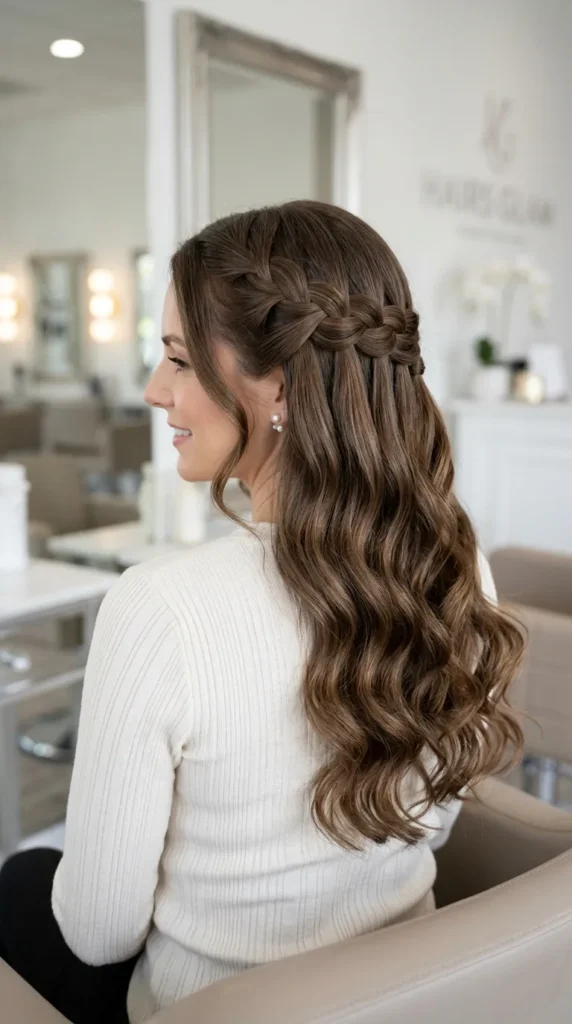 32 Braid Hairstyle Ideas for Texture and Style 7 Waterfall Braid for Cascading Movement
