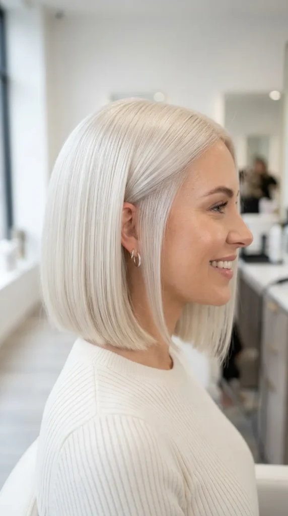 Asymmetrical Bob with a Blunt Cut Line