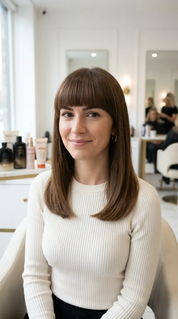 Shoulder Length Cut with Blunt Bangs
