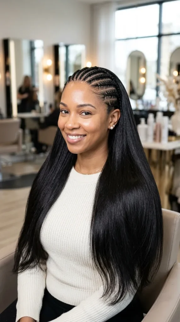 Cornrow Front with Straight Back