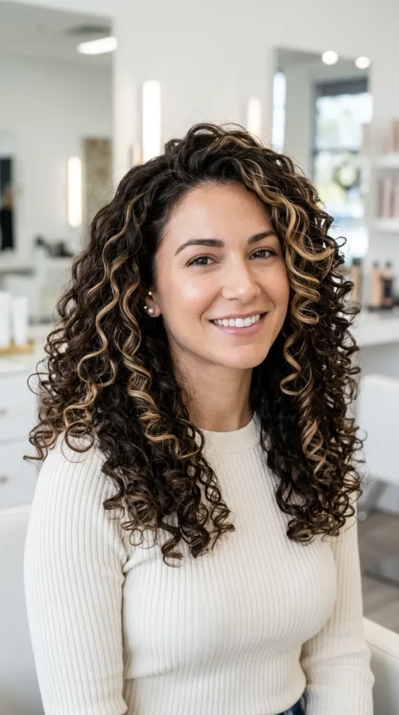 Face Framing Highlights on Curly Hair