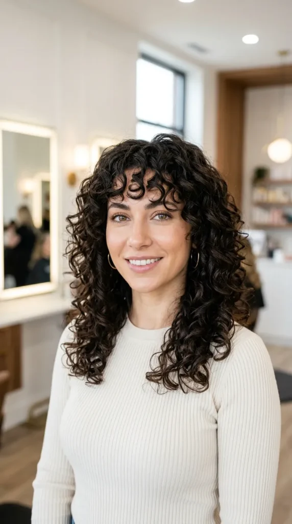  Curly Cut with Curly Bangs